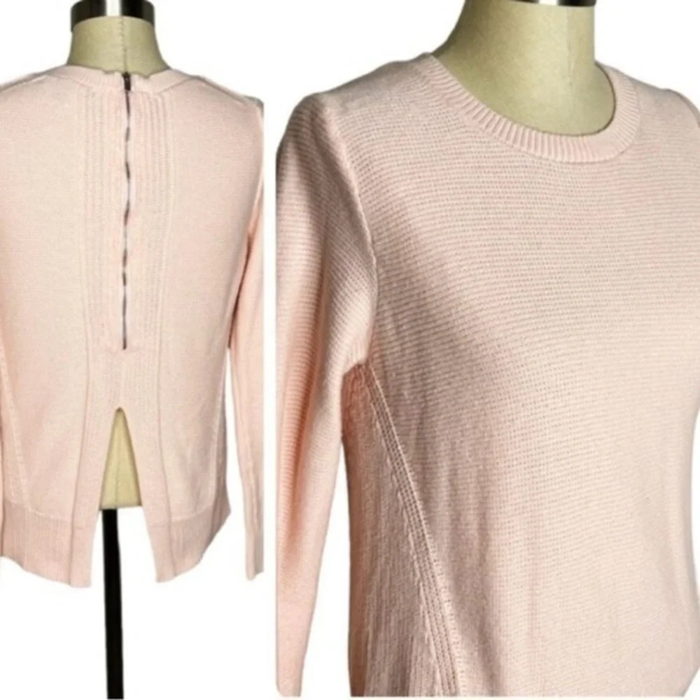 Banana Republic Size XS Light Pink Zipper Back Pullover Sweater Cotton Blend